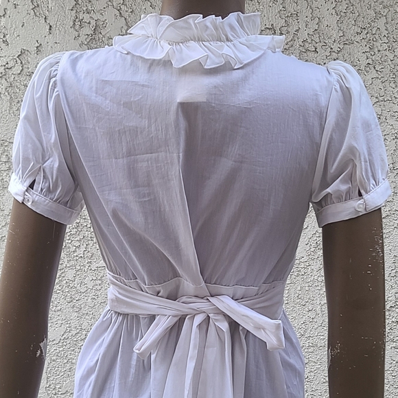 Crisp White Shirt Dress with Ruffles - Picture 6 of 9